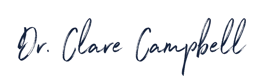 Text reading "Dr. Clare Campbell" in elegant, cursive handwriting.